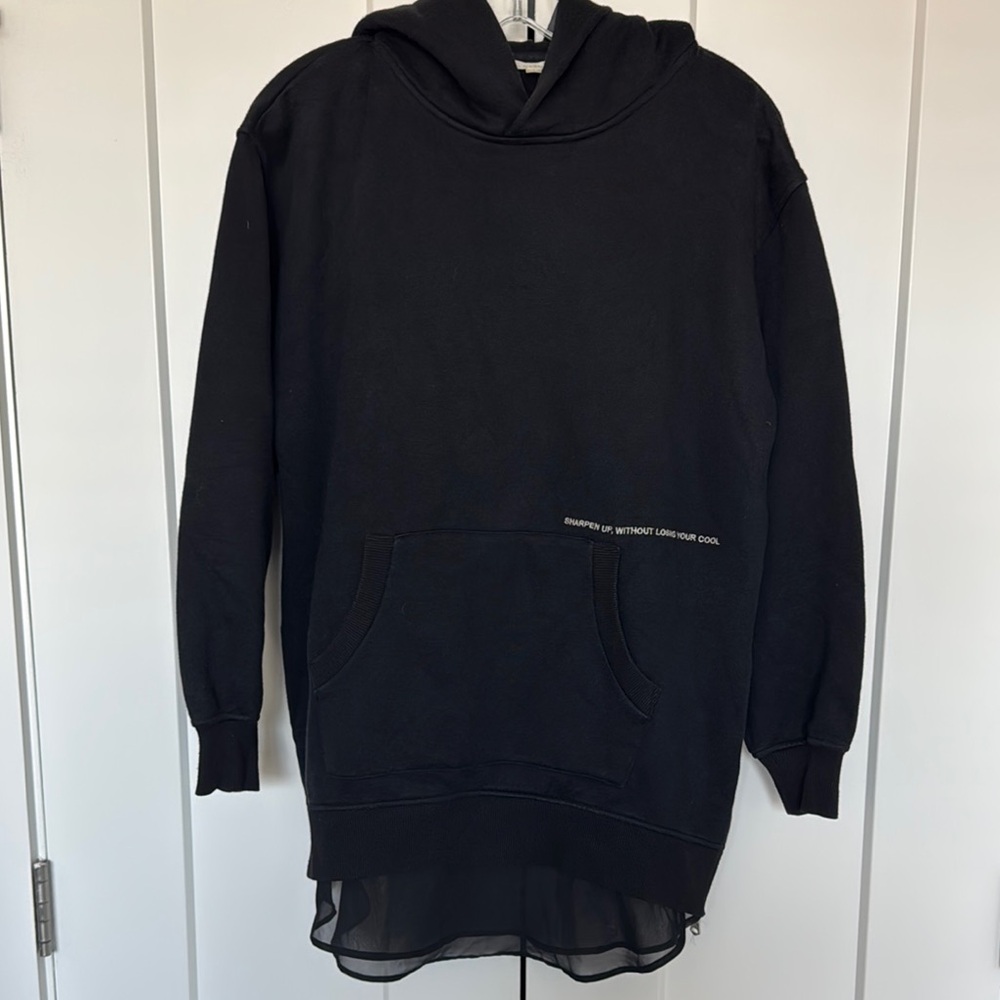 Black b+ab Hoodie with Sheer Hem